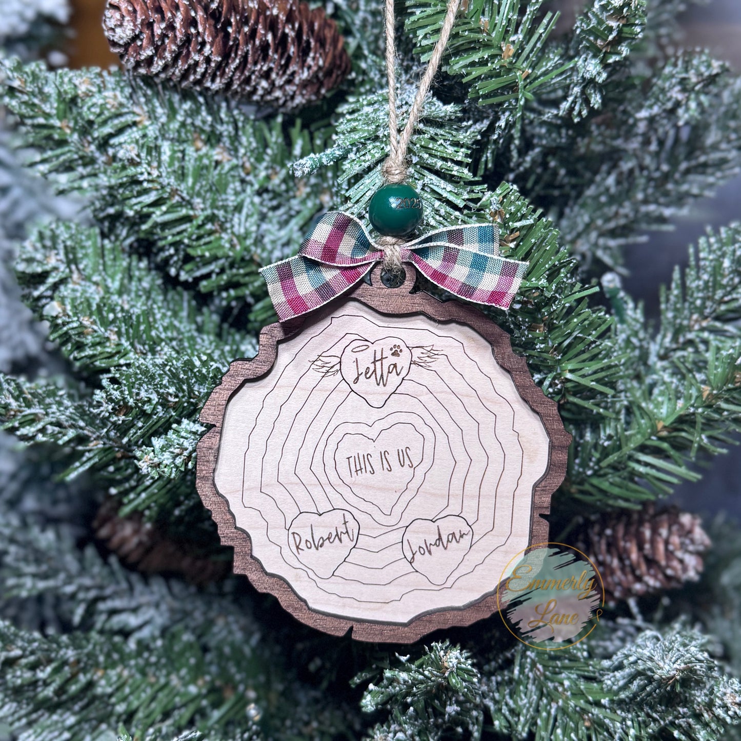 Personalized Family Christmas Wood Slice Ornament