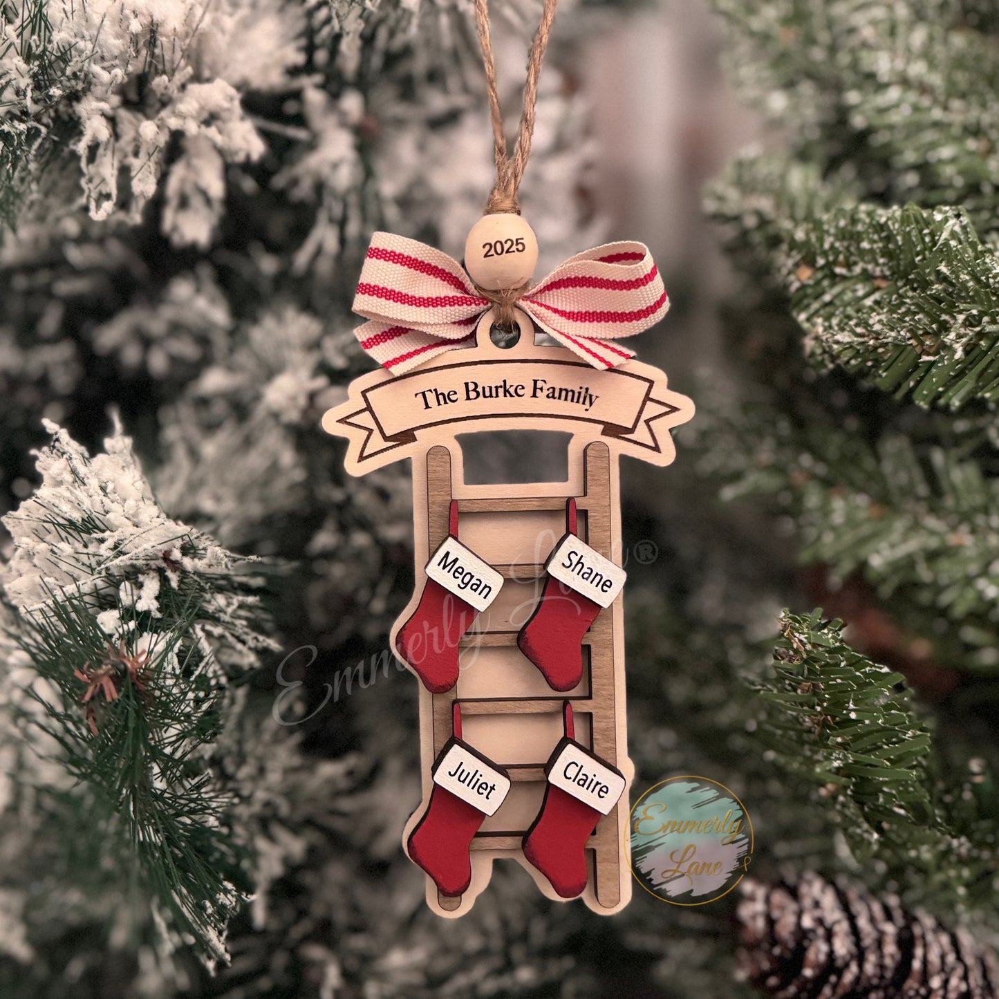 Personalized Family Christmas Stocking Ladder Ornament