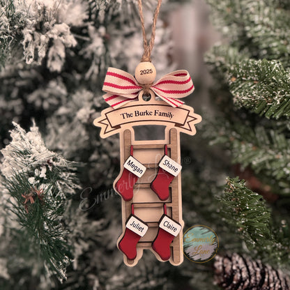 Personalized Family Christmas Stocking Ladder Ornament