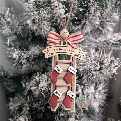 Personalized Family Christmas Stocking Ladder Ornament