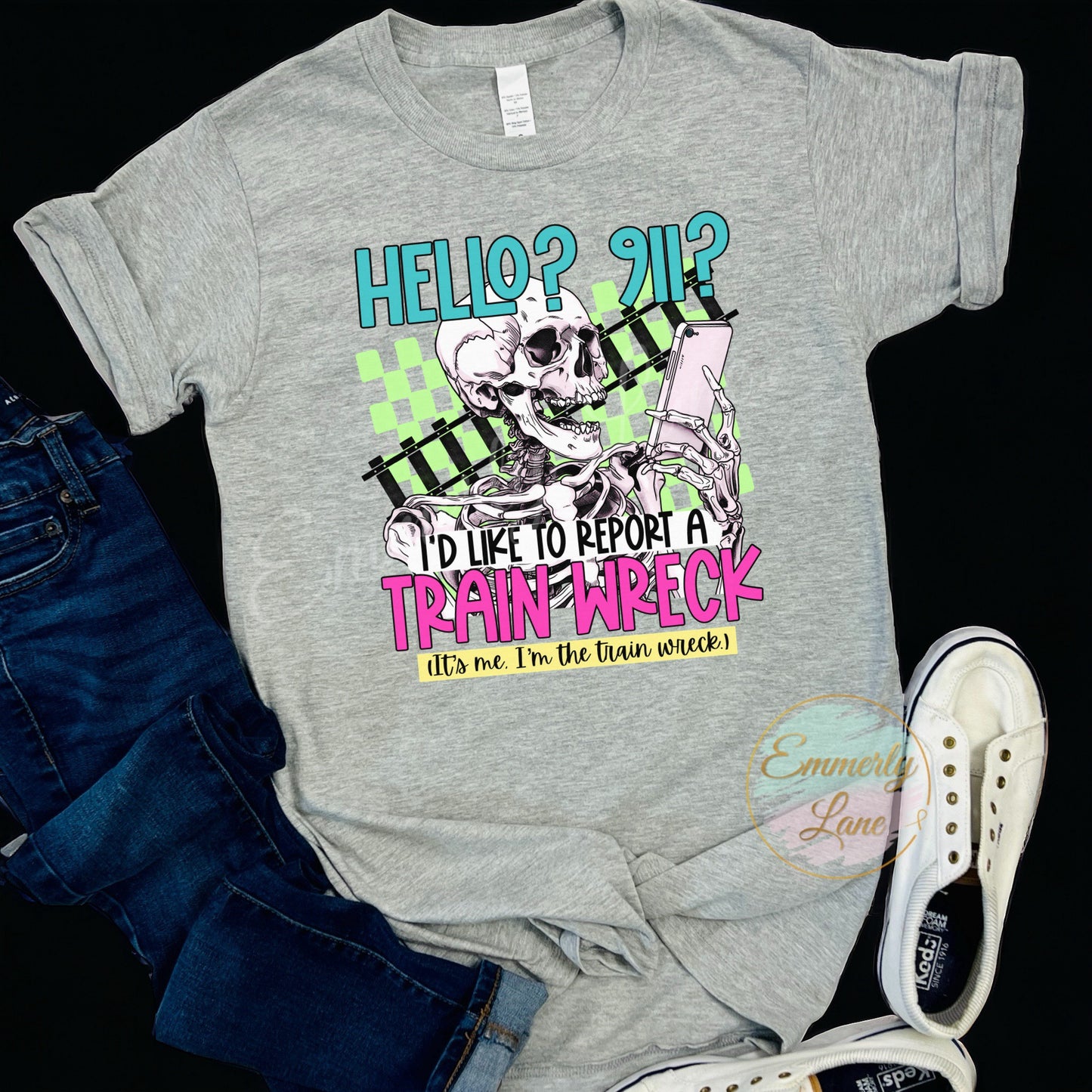 Hello 911 Train wreck Tee Shirt