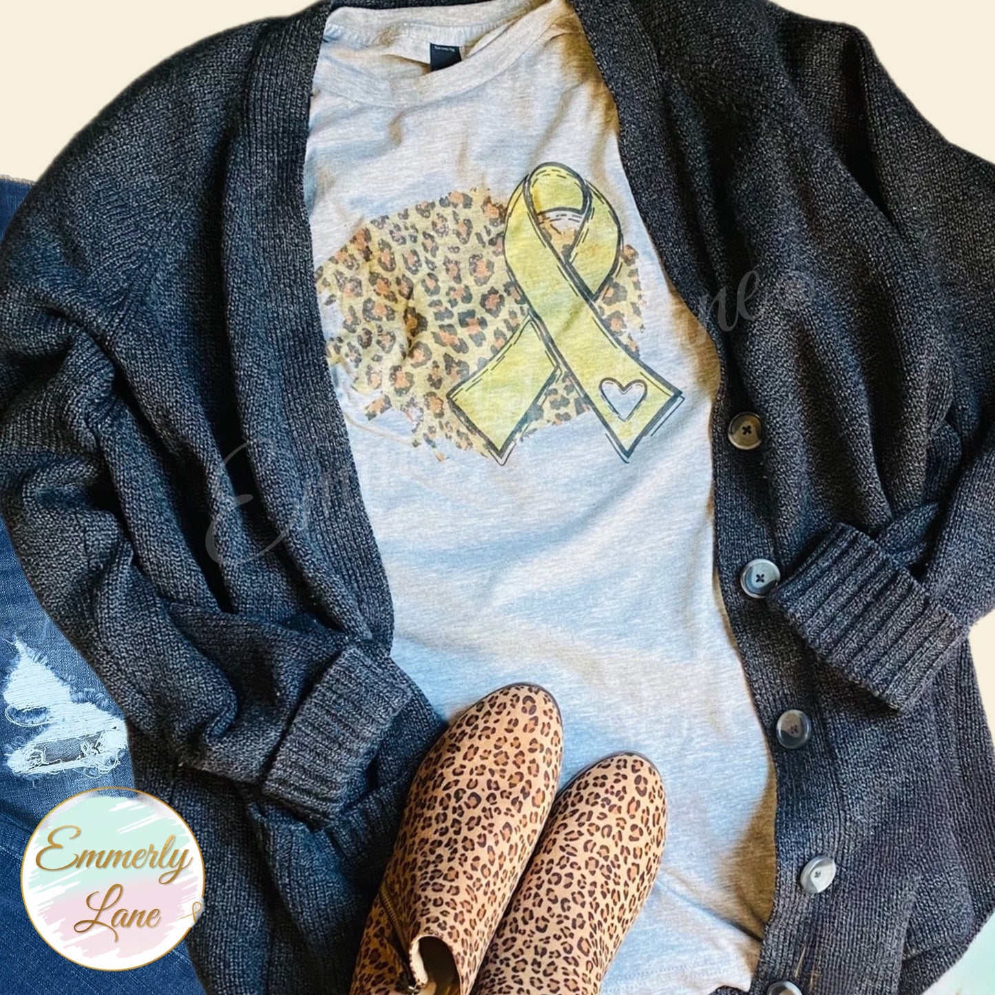 Gold Ribbon Leopard Tee