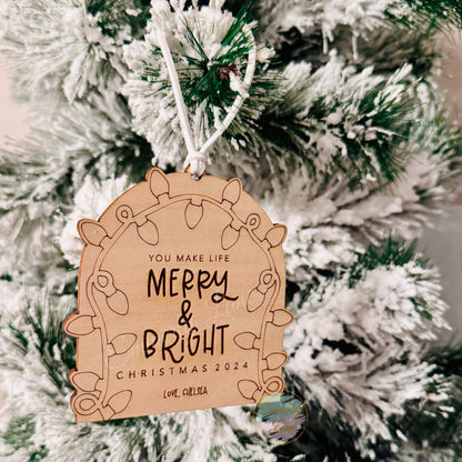 Personalized Merry & Bright Ornament