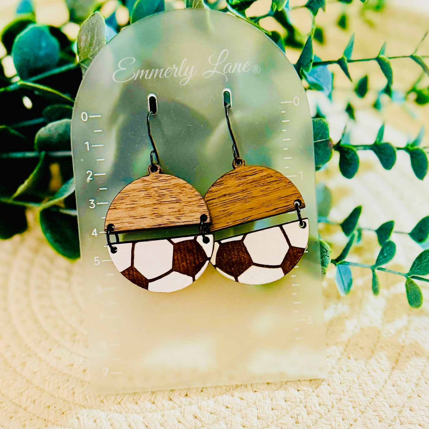 Wood Soccer Earrings