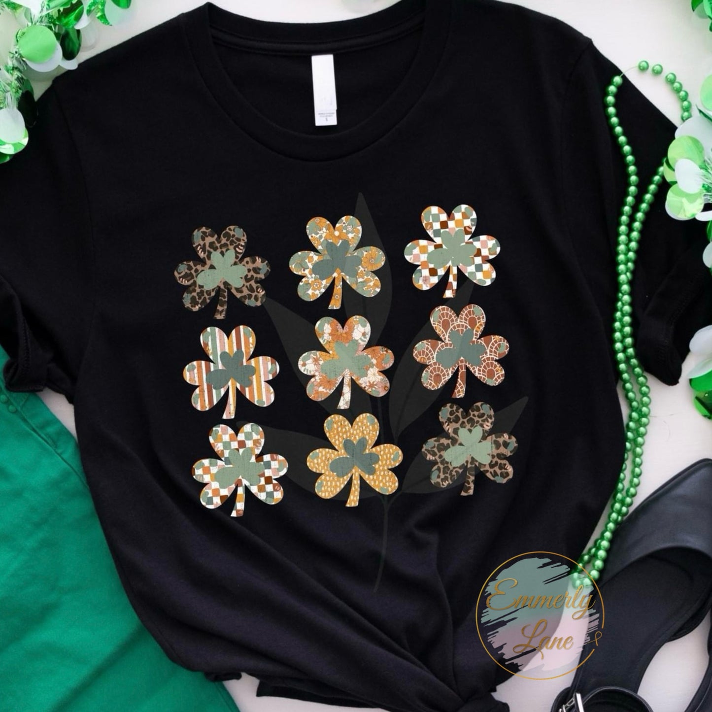 Patterned Shamrocks Tee