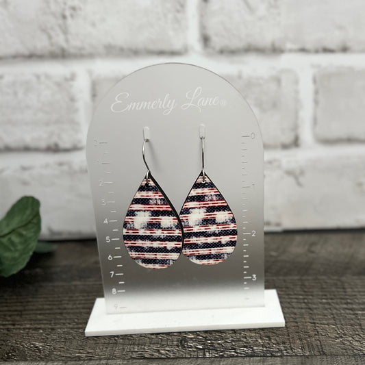 Distressed Patriotic Wood Teardrop Earrings