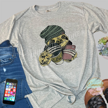 Sloth with coffee & phone Tee