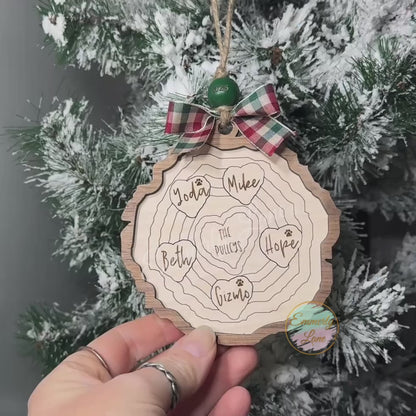 Personalized Family Christmas Wood Slice Ornament