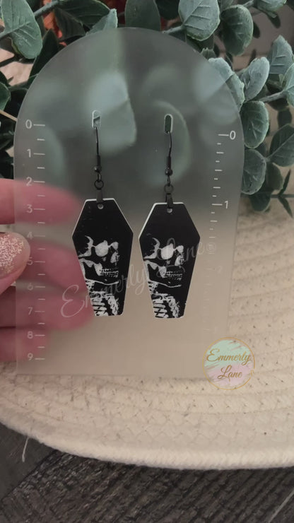 Skeleton Coffin Acrylic Earrings