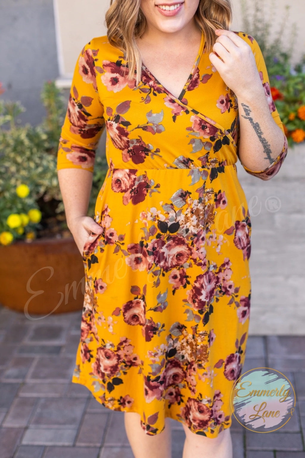 Taylor Dress - Mustard Floral