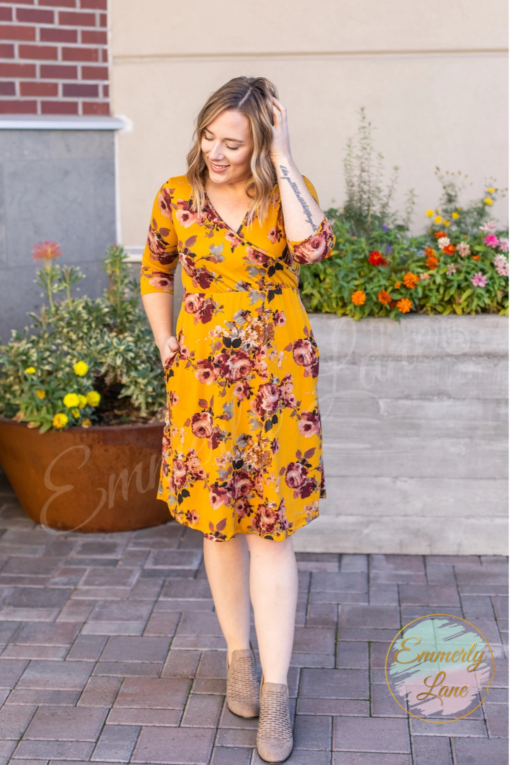 Taylor Dress - Mustard Floral