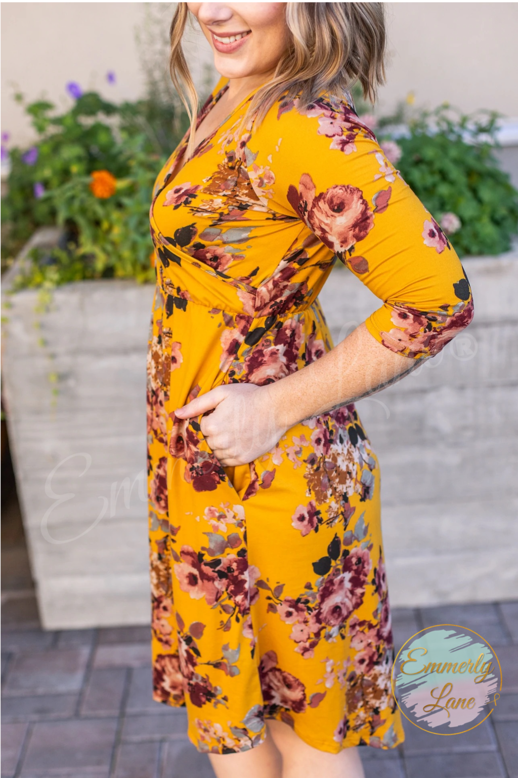 Taylor Dress - Mustard Floral