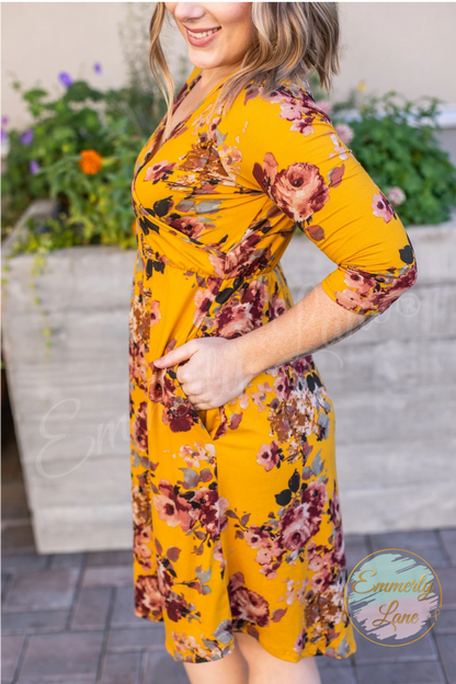 Taylor Dress - Mustard Floral