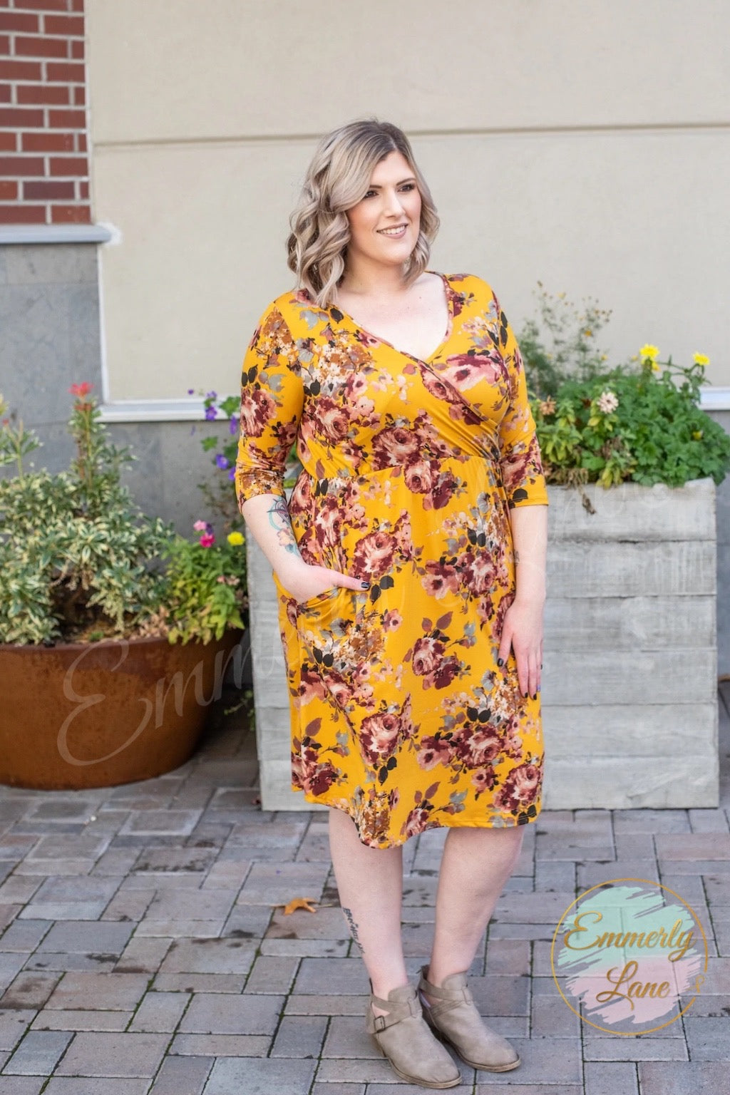 Taylor Dress - Mustard Floral