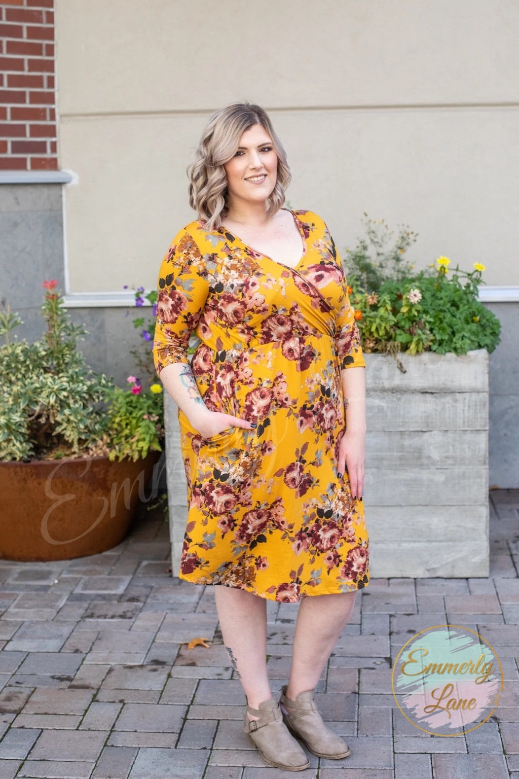 Taylor Dress - Mustard Floral