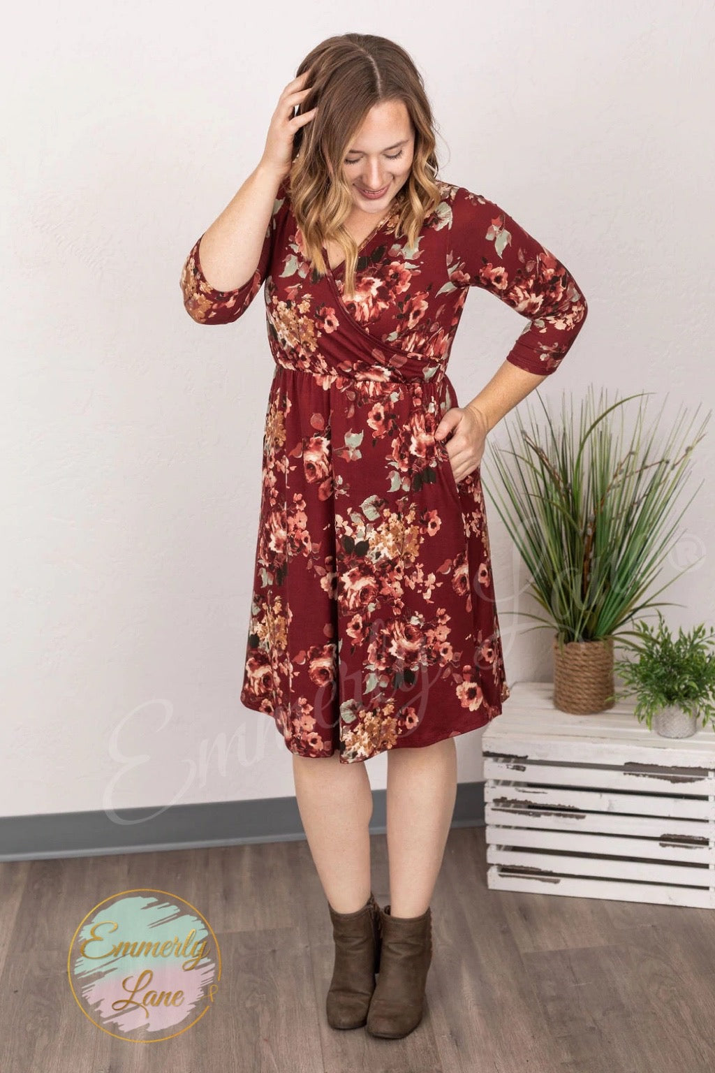 Taylor Dress - Burgundy Floral