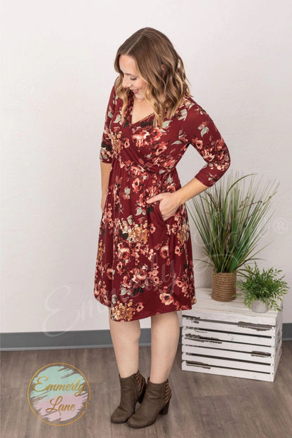 Taylor Dress - Burgundy Floral