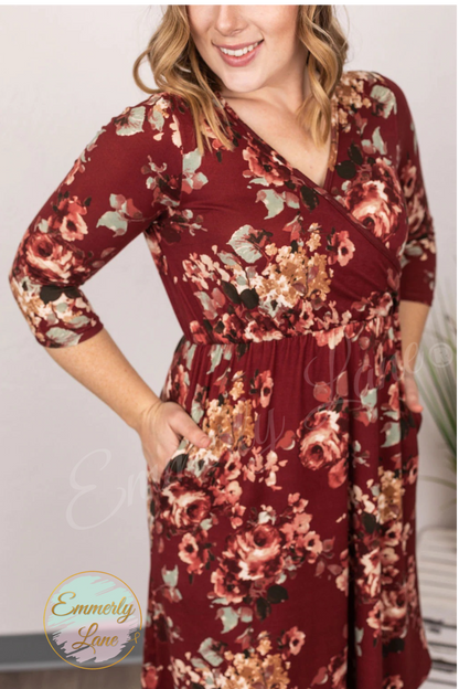 Taylor Dress - Burgundy Floral