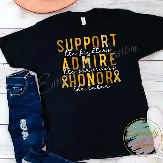 Support Admire Honor Shirt- Gold