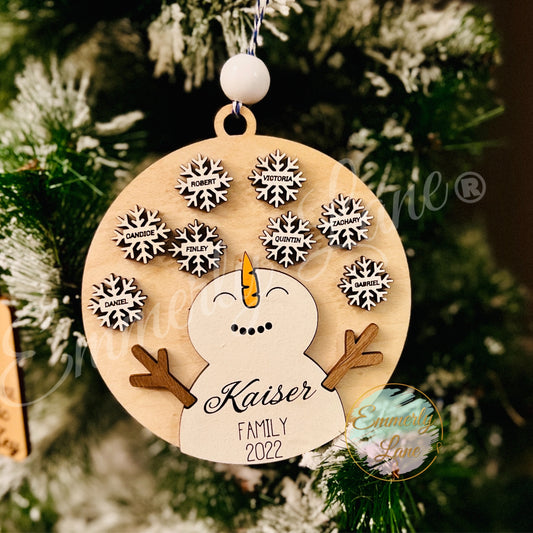 Personalized Family Snowman Ornament