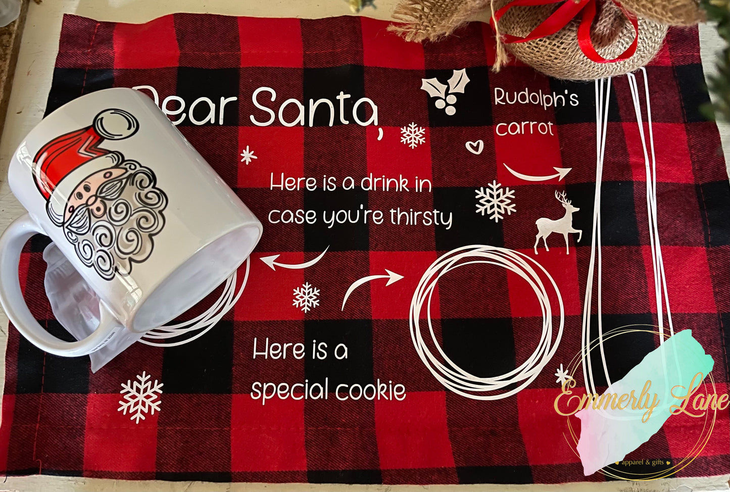 Red and Black Plaid Santa Placemat