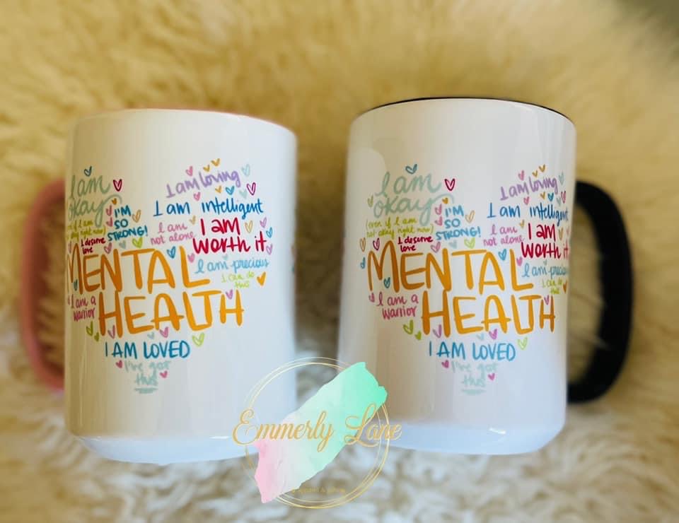 Mental Health Word Heart 15oz Ceramic Mug