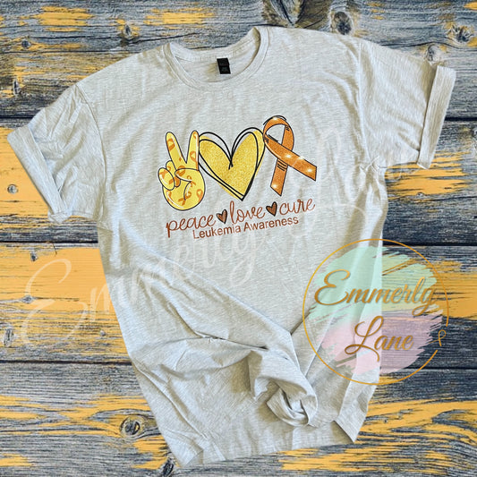 Peace Love Cure Leukemia Awareness Tee