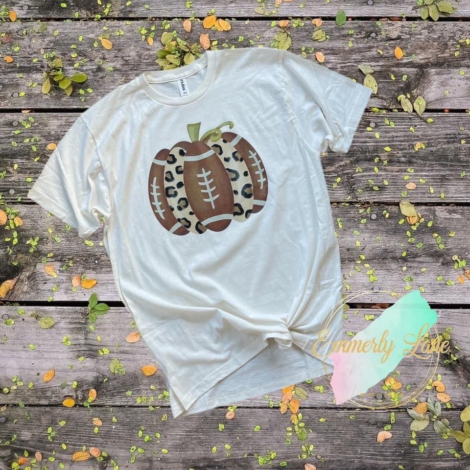 Leopard Football Pumpkin Tee