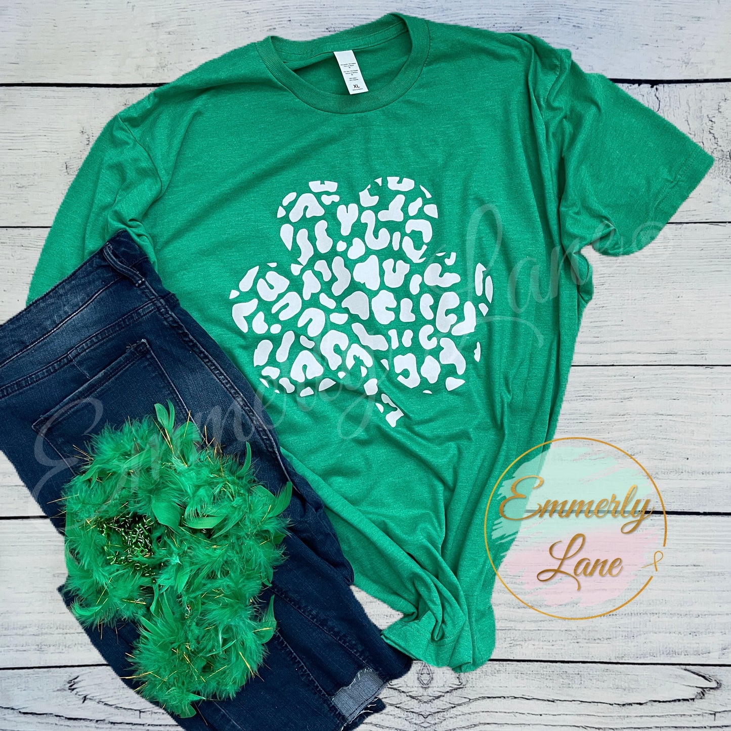 White Leopard Shamrock Tee