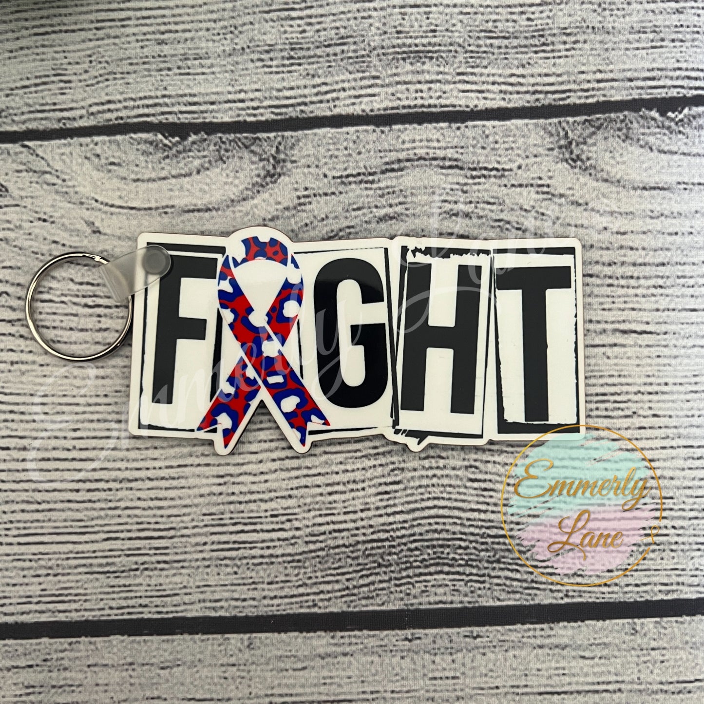 FIGHT leopard ribbon Keychain