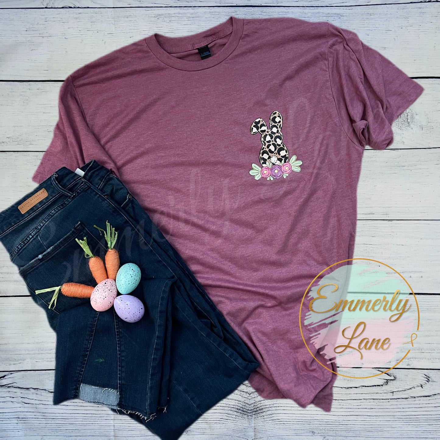 Pocket Floral Leopard Bunny Tee