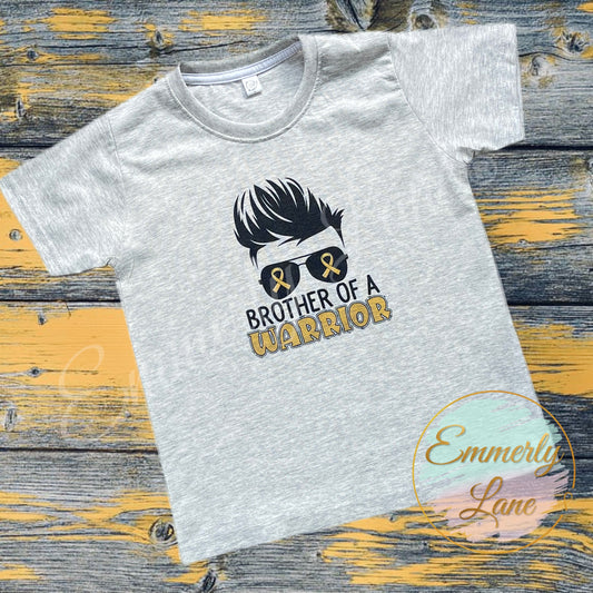 Exclusive Brother of a Warrior Kids Tee || Childhood Cancer Awareness Tee