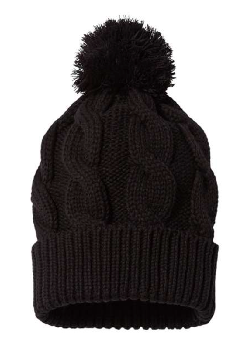 Slouch Knit Cuffed Beanie with leather patch