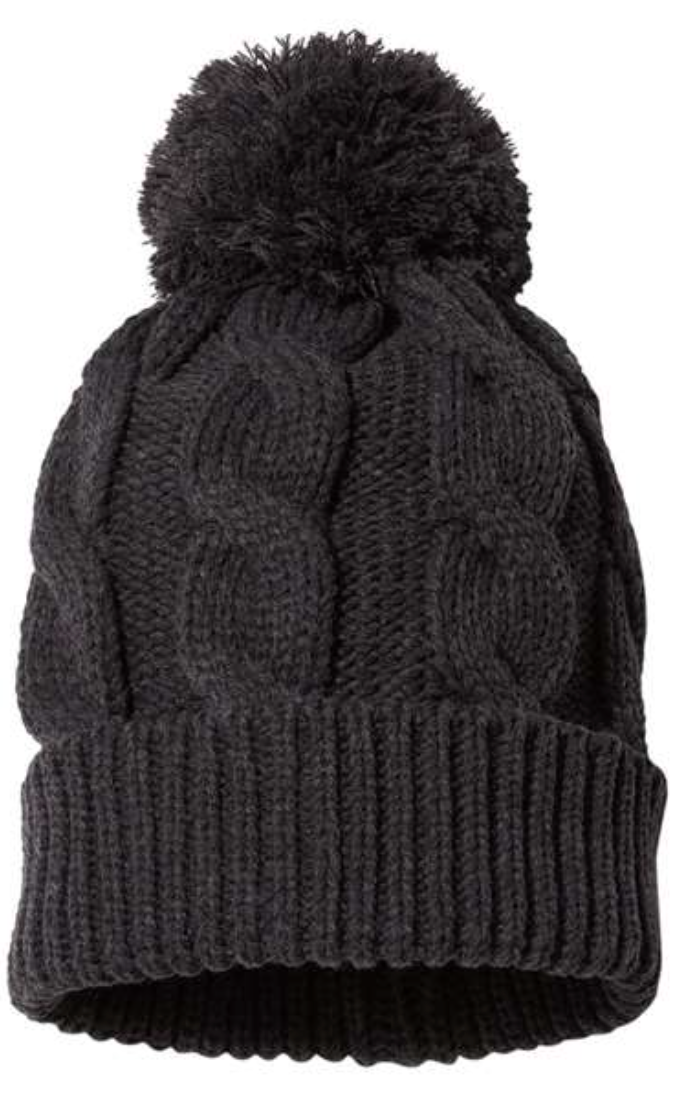 Slouch Knit Cuffed Beanie with leather patch