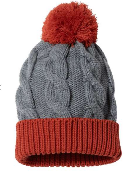 Slouch Knit Cuffed Beanie with leather patch