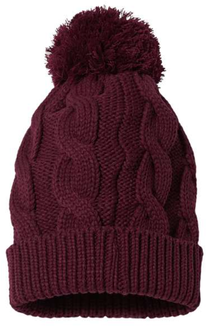 Slouch Knit Cuffed Beanie with leather patch