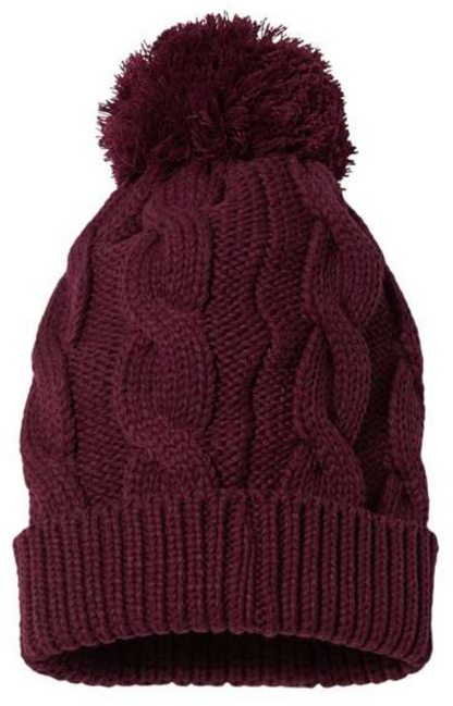 Slouch Knit Cuffed Beanie with leather patch