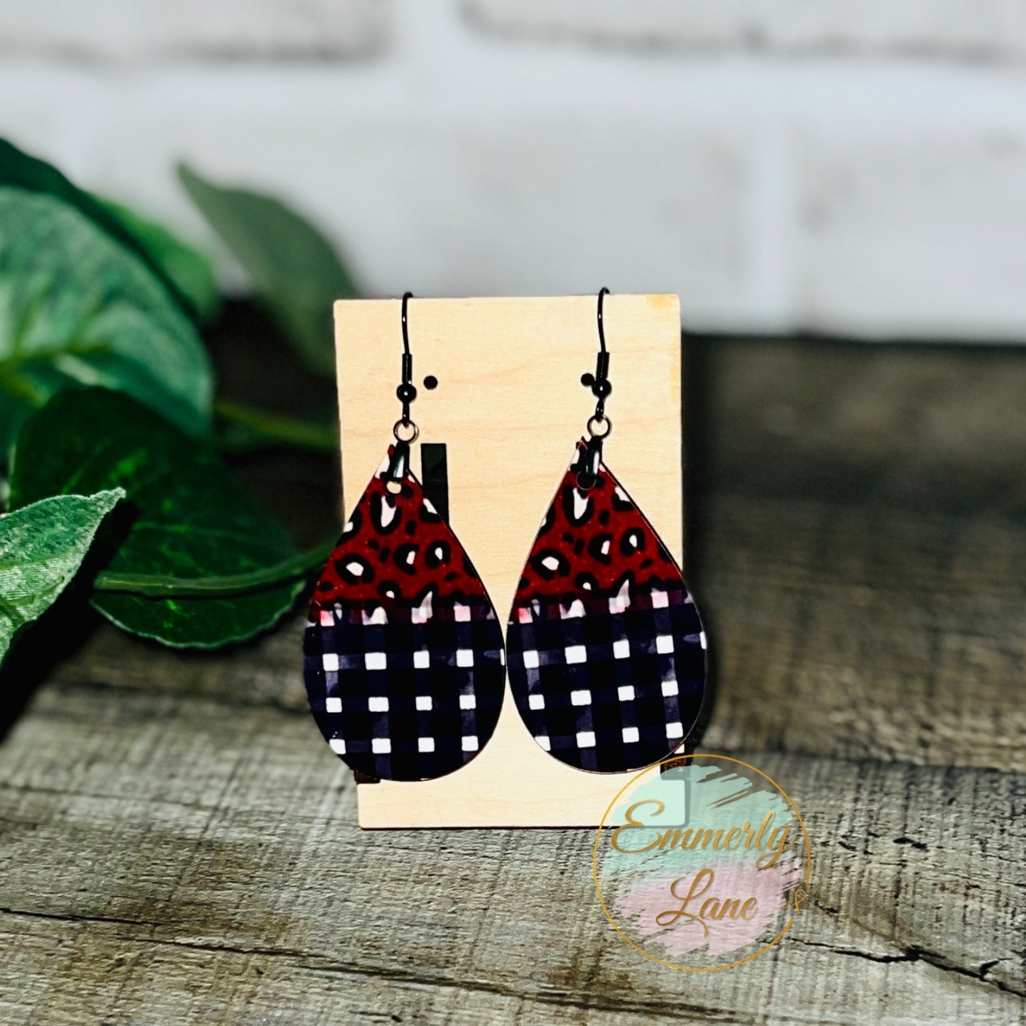 Leopard & Plaid Teardrop Earrings