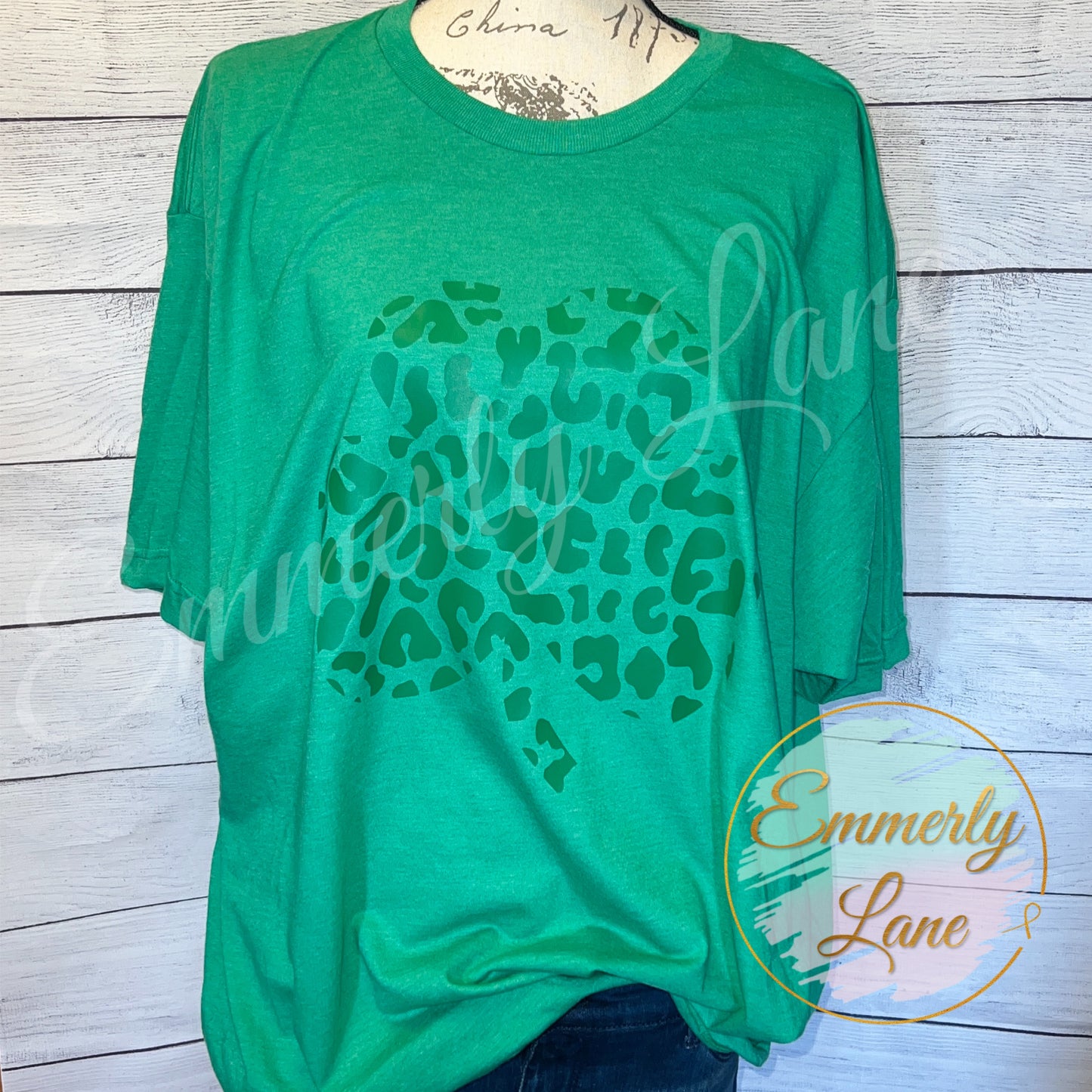 Green Leopard Shamrock Tee