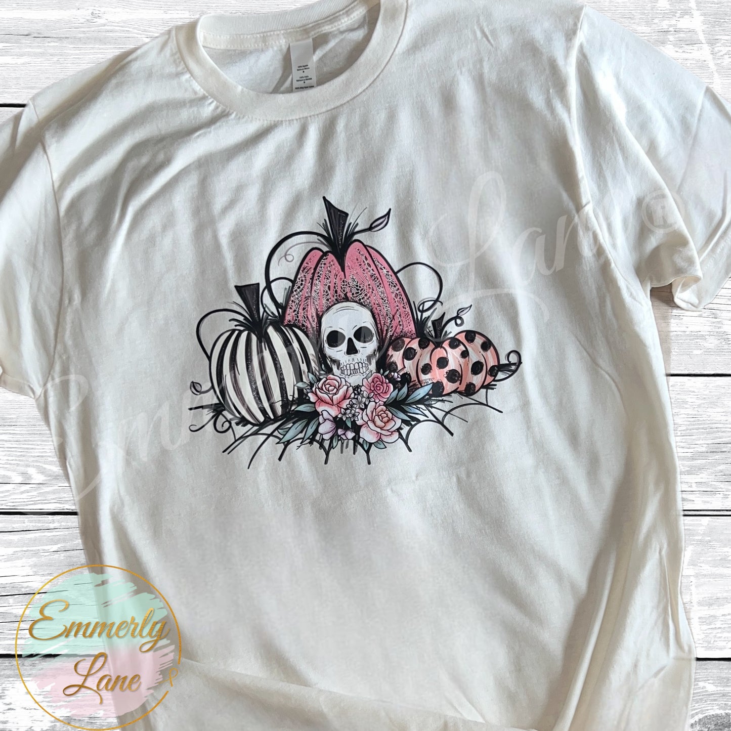 Floral skull and pumpkins Tee