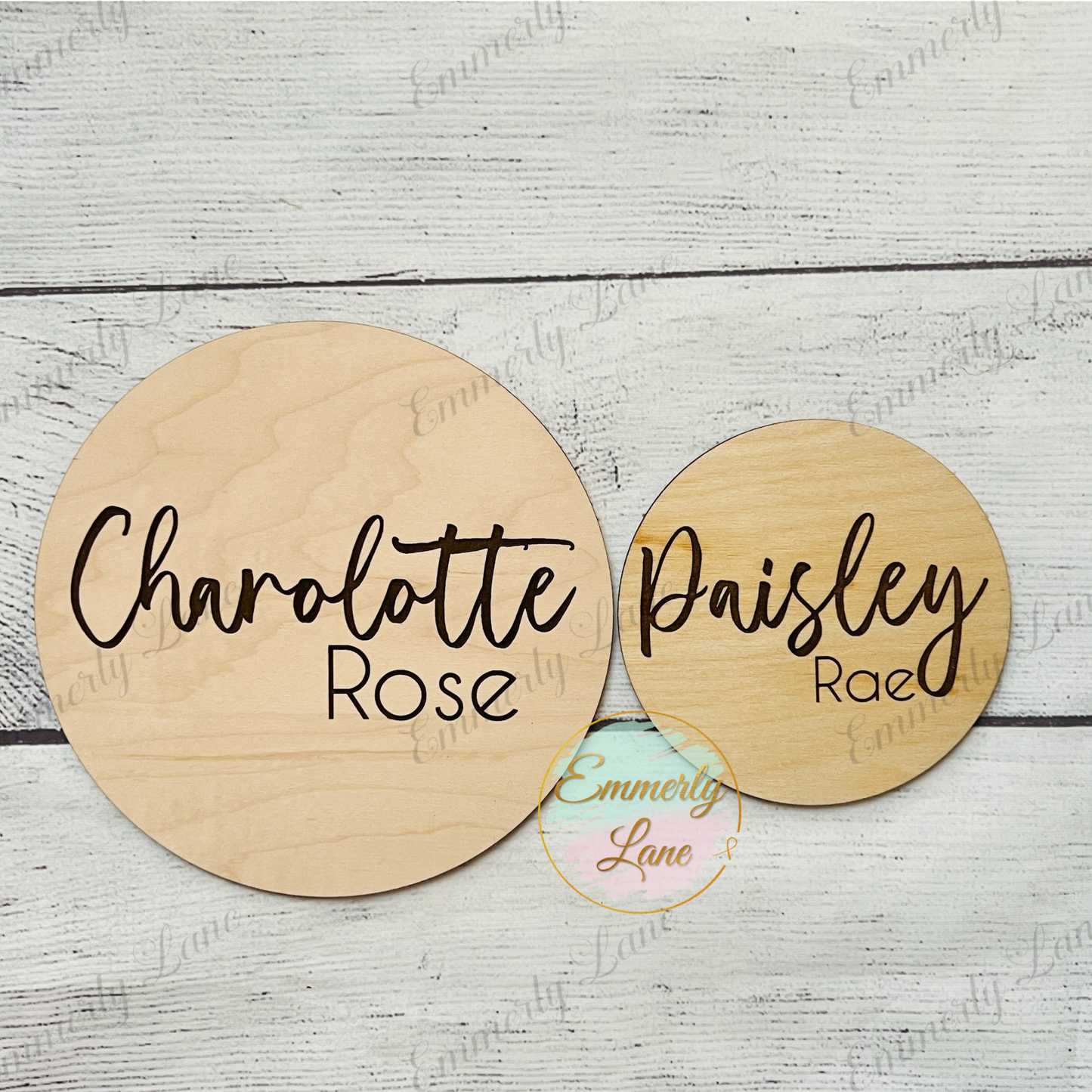 Wooden Baby Name Announcement Round