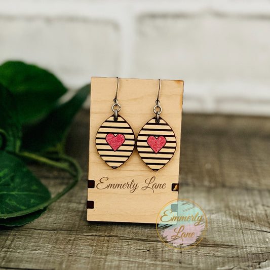 Dainty Heart & Strips Earrings