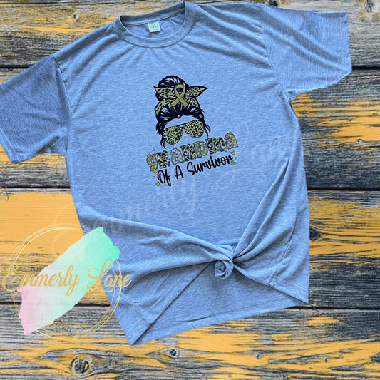 Exclusive Grandma of a Survivor Tee || Childhood Cancer Awareness Tee