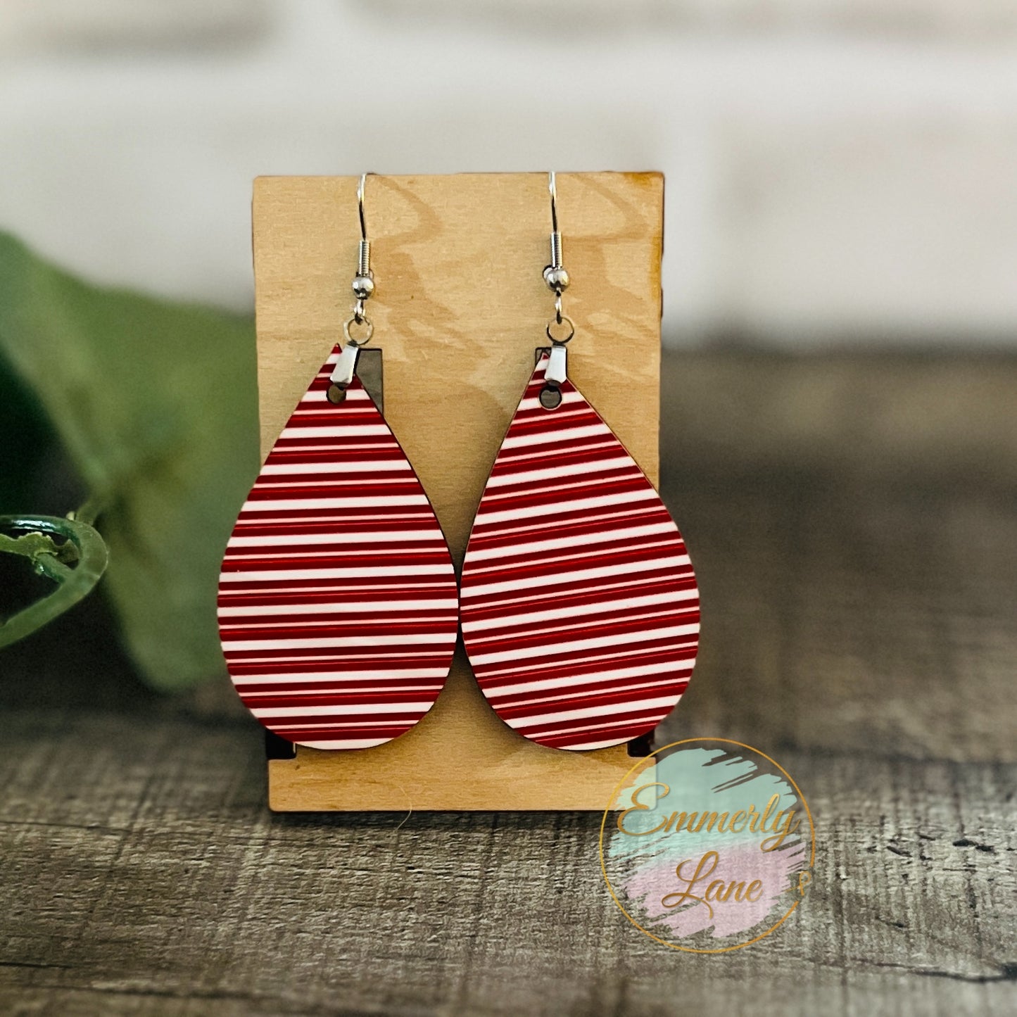 Peppermint Stripe Teardrop Earrings