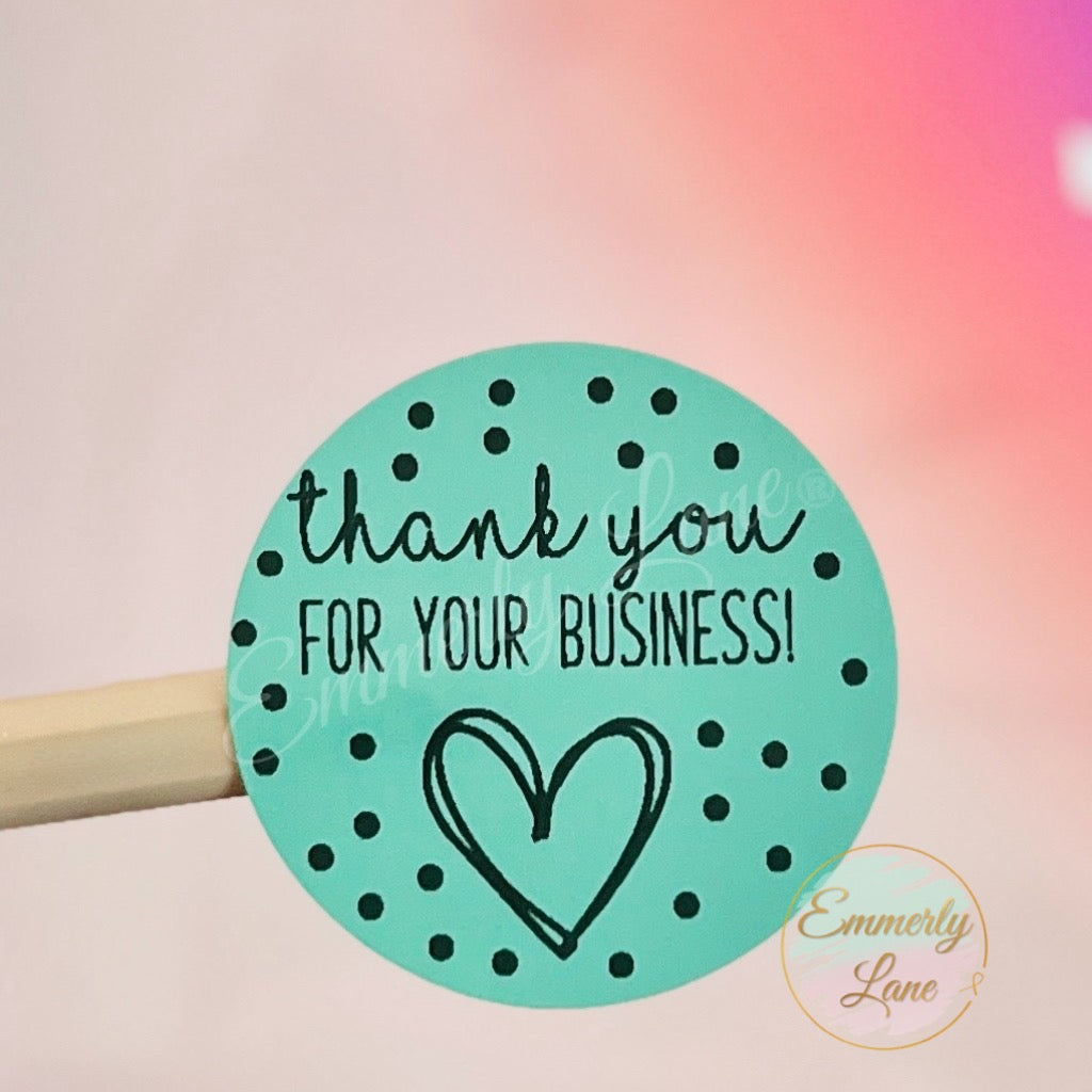 Thank you for your business heart Thermal Stickers- Circles 2"