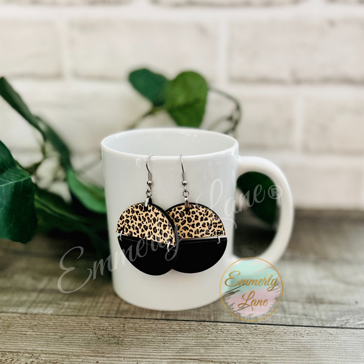 Leopard/Black Split Round Earrings