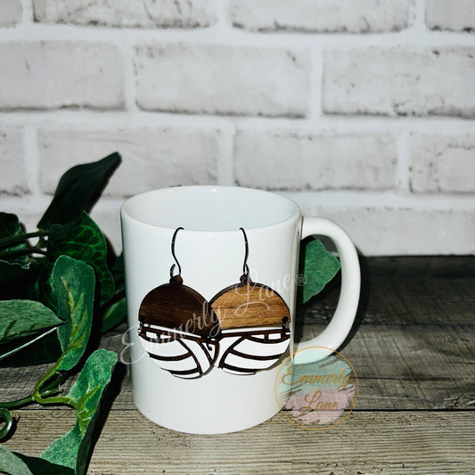 Wood Volleyball Earrings