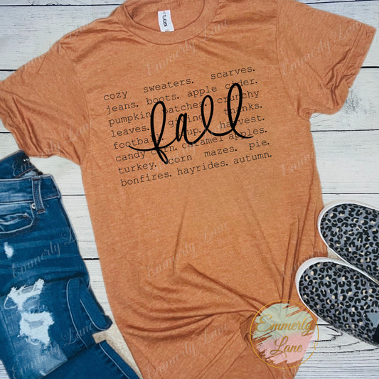 Fall script words Tee