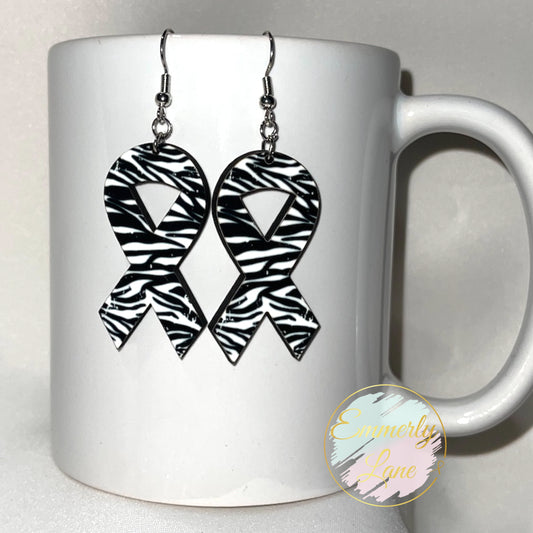 Zebra (Rare Disease) Ribbon Earrings